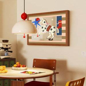 ภาพตกแต่งลายม้าโพนี่ Star Language ดีไซน์เรียบง่ายสไตล์ Bauhaus บนผ้าใบเรซิ่นและกระจก สำหรับห้องเด็ก - Product Image 3