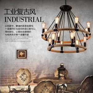 <span class=keywords><strong>Lampe</strong></span> de <span class=keywords><strong>plafond</strong></span> en fer et corde de chanvre, style industriel rétro américain, personnalisée, pour bar, boutique de vêtements, café - Product Image 2