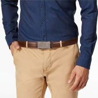 Ceinture pour homme en cuir de vachette avec boucle automatique en alliage, finition mate, polyvalente et minimaliste pour jeunes professionnels