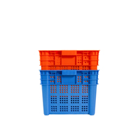 Panier empilable en plastique HDPE perforé et ventilé de 600 mm pour la logistique de la chaîne du froid des légumes, fruits et poissons