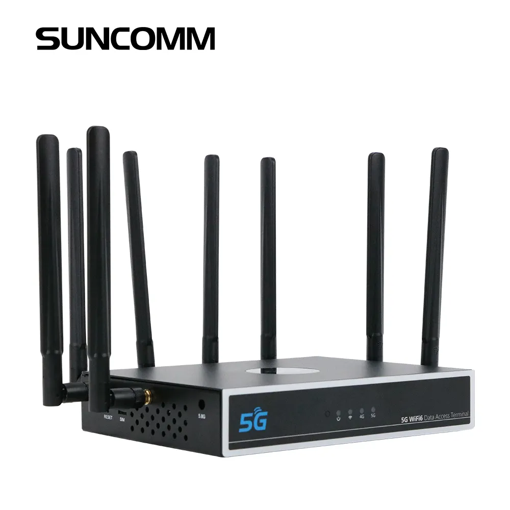 <span class=keywords><strong>Modem</strong></span> 5G SUNCOMM 3GPP au TTL QoS NSA/SA opération Sub-6 GHz Mesh Wifi 6 CPE 5G routeur avec antenne externe
