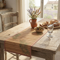 Chemin de table en bambou 180 cm, chemin de table tissé à motif de feuilles, décoration de table à thé, vente en gros OEM, chemin de table en bambou