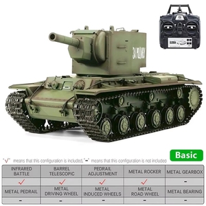 1/16 Heng Long Russie <span class=keywords><strong>KV</strong></span>-2 Char Lourd de Combat 3949-1 2.4G Infrarouge Lumières Fumigènes Son Effets Sonores Chariot Métallique RC Jouet Tir BB Airsoft - Product Image 4