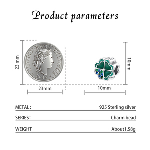 จี้เงินแท้ S925 รูปใบโคลเวอร์สี่แฉก ประดับด้วยเคลือบสีเขียวและเพชรสังเคราะห์สีเขียวอมฟ้า ของขวัญเครื่องประดับนำโชคสำหรับผู้หญิง - Product Image 2