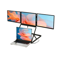 Station de travail portable avec écran quadruple IPS de 14 pouces avec support, affichage multi-écrans USB-C pour ordinateurs portables de 13 à 17 pouces (Windows/Mac/Linux)