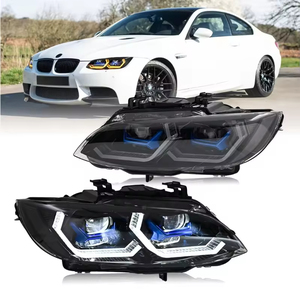 Conjunto de Faros LED E92 E93 Mejorados para <span class=keywords><strong>BMW</strong></span> Serie 3 2007-2013 Coupé <span class=keywords><strong>Convertible</strong></span>, Azul <span class=keywords><strong>Blanco</strong></span> DRL, Lente Ahumada con Ojos de Ángel - Product Image 1