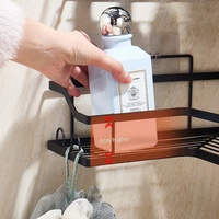 Étagère de rangement triangulaire murale en métal antirouille pour salle de bain, sans perçage, pour cosmétiques et flacons de shampoing
