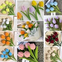 Fleur artificielle tulipe en chenille faite à la main, tige unique, pour décoration intérieure, cadeau fête des Mères, garniture de vase et présentation