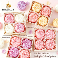 Bougie artisanale en forme de fleur, lot de 4, couleur macaron, cire de soja, parfum longue durée, aromathérapie, parfum fini, vente en gros