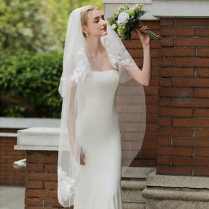 कोरियन शैली की डबल परत लंबी शादी की पोशाक के साथ एक नई यात्रा फोटो घूंघट के साथ - Product Image 4