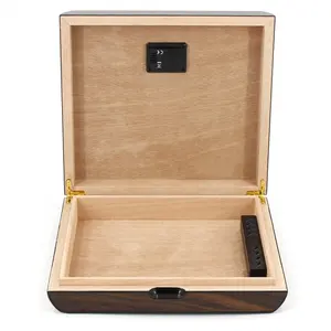 Custom Luxury Fashion Cedar Wooden Digital Hygrometer Cigar Tobacco Humidor