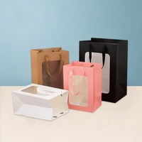 Bolsas de Papel para Manualidades Económicas con Oso Fluido Pintado, 23/33 cm, Bolsas de Regalo de Papel con Ventanas Transparentes para Kit Completo de Oso Fluido