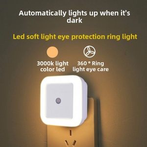 Mini Modern Smart LED Night Ring <b>Light</b> Eye-protection 0.5W ABS Plug-in Square Sensor <b>Wall</b> Lamp for Kids Bedroom <b>Bedside</b> - Product Image 2