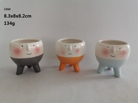 Pot tanaman kaktus hewan keramik kecil Modern Mini pot tanaman anjing babi desain bulat dengan kemasan karton bergaya