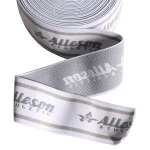 Hft atacado logotipo personalizado, elástico jacquard tecido jacquard nylon correia de fita elástica para esporte boxer sutiã