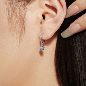 Dylam New Arrival S925 <b>Silver</b> 18K Gold Plated Jewelry Blue Evil Hallow Out Eyes Dangle 5A Zirconia Earrings - Product Image 4