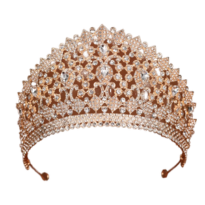 Coronas de Novia Hechas a Mano con Cristales y Pedrería, Estilo Europeo Vintage de Lujo, Chapadas en Plata y Aleación, Personalizadas - Product Image 1