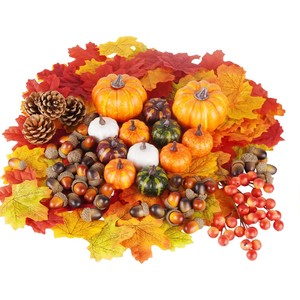 162 Pcs Foam Artificial Maple Leaves Pumpkins Acorns Pine Cones Orange Berries Set-<b>Halloween</b> & Easter Fall <b>Decor</b> - Product Image 1