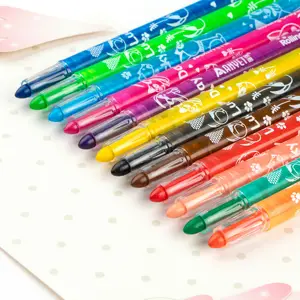 Schreibwaren fabrik Großhandel Buntes Wachs Twisted Crayon für Kinder Chic Twist able Crayon Pen Set 12 Farben