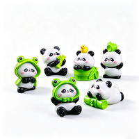 Figurines de panda miniatures mignonnes, grenouille avec chapeau, canard en bambou, ornements décoratifs en résine, décoration de bureau, de gâteau, de voiture, cadeau