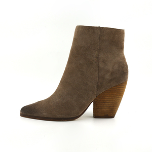 Designer Personnalisé Glissière Latérale Sur <span class=keywords><strong>Petit</strong></span> Bout Rond Conception Suede Tige En <span class=keywords><strong>Cuir</strong></span> Chunky Empilés Mi <span class=keywords><strong>Talon</strong></span> Femmes Cheville Bottes - Product Image 2