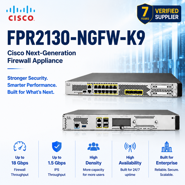 Firepower Firewall Appliance FPR2130-NGFW-K9 5 Gbps Throughput in Stock 1 Year