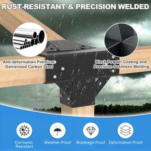 Kit de pérgola magra de 15 °, soporte de techo de pérgola inclinada de 4 vías 4x4, base de poste en ángulo, soporte de poste de madera 4x4, soportes de Gazebo DIY - Product Image 5