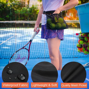 Riñonera de malla para deportes al aire libre personalizada, bolsa de Pickleball de gran capacidad, bolsa negra de cintura para pelota de tenis - Product Image 4