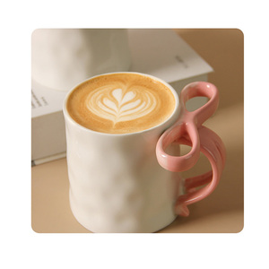Taza de café de cerámica creativa con lazo, 12 oz, tazas de café de cerámica al por mayor - Product Image 6