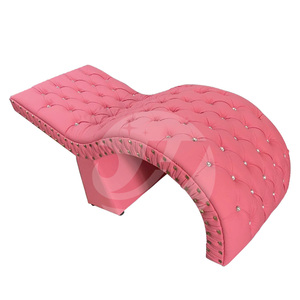 Cama de Belleza Moderna y Lujosa con Cubierta de Terciopelo Rosa, Topper de Espuma Viscoelástica para Cama de Pestañas, Cama Curva para Tratamientos de Pestañas - Product Image 3