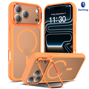 <span class=keywords><strong>Coque</strong></span> de protection magnétique mate effet seconde peau avec support et cadre d'objectif métallique premium pour <span class=keywords><strong>iPhone</strong></span> 18 17 Pro Max – Vente en gros - Product Image 1