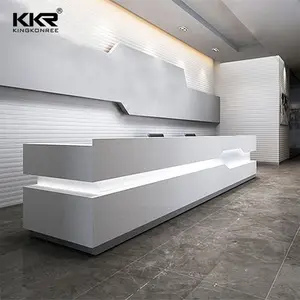 Professionele Aangepaste Moderne Witte Kantoor Hotel Showroom Salon Front Receptie Tafel China Effen Oppervlak Receptie