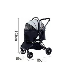 <span class=keywords><strong>Poussette</strong></span> pliable de <span class=keywords><strong>luxe</strong></span> pour animaux de compagnie avec chariot portable détachable de petite et moyenne taille pour les sorties - Product Image 4