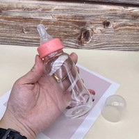 Biberon en verre transparent de 10 oz pour bébé, avec tétine, pour jus et eau, conteneur en verre pour lait - Vente en gros