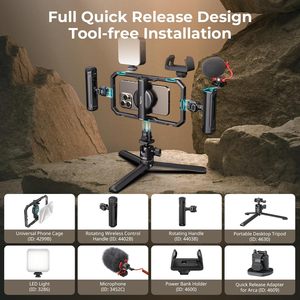 Untuk SmallRig Kit Rig penstabil ponsel, Kit Universal lepas cepat lampu LED QR Tripod dua pegangan untuk SmallRig All-in-One Pro - Product Image 2