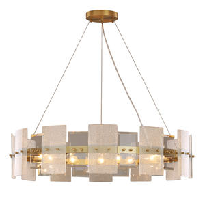 Lustre en cuivre doré de style français pour chambre de luxe, taille moyenne, luminaire suspendu en verre créatif minimaliste postmoderne - Product Image 4