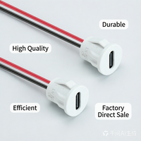 Cable USB Tipo-C de 2 Pines y 15CM, Conector de Alimentación Redondo Hembra LN-022E para Transmisor Bluetooth de Coche, Luces de Camping
