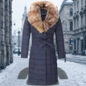 Abrigo Largo Acolchado Casual para Mujer con Logotipo Personalizado al por Mayor, Capucha de Piel, Forro de Poliéster y Nailon Transpirable, Lona Impermeable para Invierno - Product Image 3
