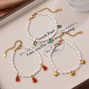 สร้อยคอมุกน้ำจืดสีขาว เกรด AA รูปหัวใจ ประดับแบบฝังขอบ สำหรับผู้หญิง ชุดเครื่องประดับสำหรับใส่ทุกวัน - Product Image 3