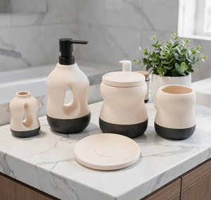 Juego de Accesorios de Baño de Cerámica Nórdica Moderna, Color Blanco Marfil, para <span class=keywords><strong>Maquillaje</strong></span> y Uso Diario, Ideal para Hogar y Hoteles - Product Image 5