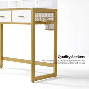 Miroir lumineux LED pour salon de beauté, studio de maquillage, table de toilette avec étagères de rangement, coiffeuse avec prise électrique pour <span class=keywords><strong>chambre</strong></span> à coucher - Product Image 3