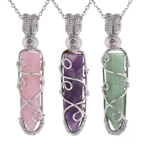 <span class=keywords><strong>CSJA</strong></span> Hexagonal Pierre Naturelle Pendentif Collier À La Main Fil Wrap Oeil De Tigre Cristal En Acier Inoxydable Chaîne Colliers Bijoux H569 - Product Image 2