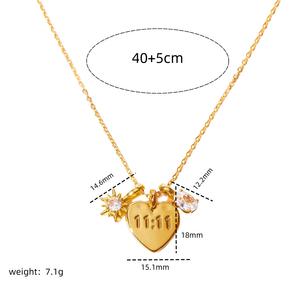 11 11 Mom nombre corazón colgante 18K chapado en oro collar de acero inoxidable con cadena de eslabones de circón joyería de moda para mujeres - Product Image 3