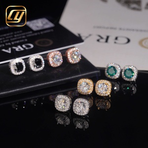 Boucles d'oreilles pendantes en argent 925 avec moissanite ronde, semi-serties, testées au diamant, pour femmes, bijoux de mariage, vente en gros, stock en vrac - Product Image 1