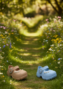 Zoccoli con Plateau e Perle Stile Mary Jane Estivi con Punta Chiusa Suola Morbida Leggera in EVA Tomaia in Plastica Taglia 24 per Donne e Ragazze - Product Image 2