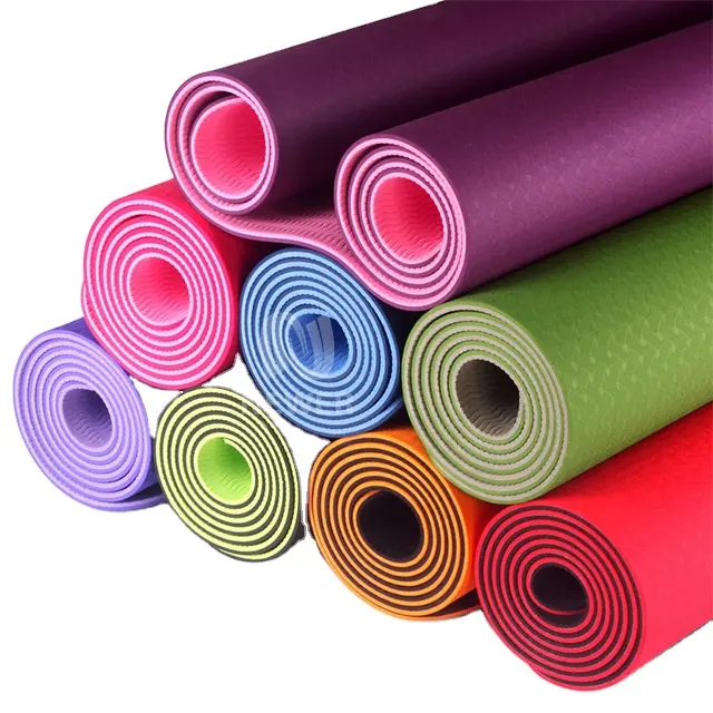 Eco Friendly Dupla Camada Única para Iniciante Yoga Pilates Mat Dobrável Ginásio Fitness 6mm 8mm Não Deslizamento Personalizado Impressão TPE Yoga Mat