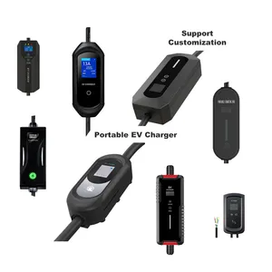 Cargador EV portátil para uso doméstico Tesla, BYD, VW, CA de 7Kw, Evse, una fase, 3 fases, 16 A, 32A, tipo 1