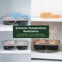 Boîte à bento réutilisable en PP, compatible micro-ondes, certifiée FDA BRCGS |   Conteneur de préparation de repas étanche à 2/3/4 compartiments avec couvercles pour la restauration