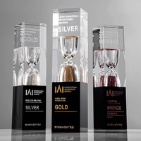 Honneur de Cristal K9 Cristal Sable Horloge Laser Gravure Cristal Verre Sablier Trophée Business Plaque Award avec Boîte Cadeau