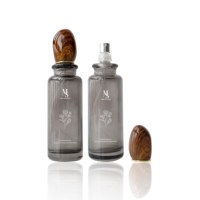 Flacon vaporisateur de parfum en verre gris vide de 80 ml, série pétales de fleurs, contenants cosmétiques scellés